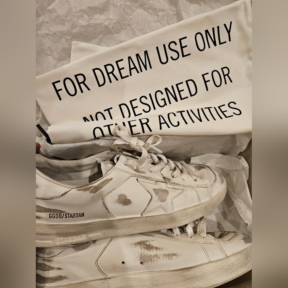 Golden goose stardan leather upper distressed optic white size 43 preowned